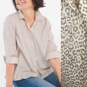 Chico’s no iron animal print button down cream